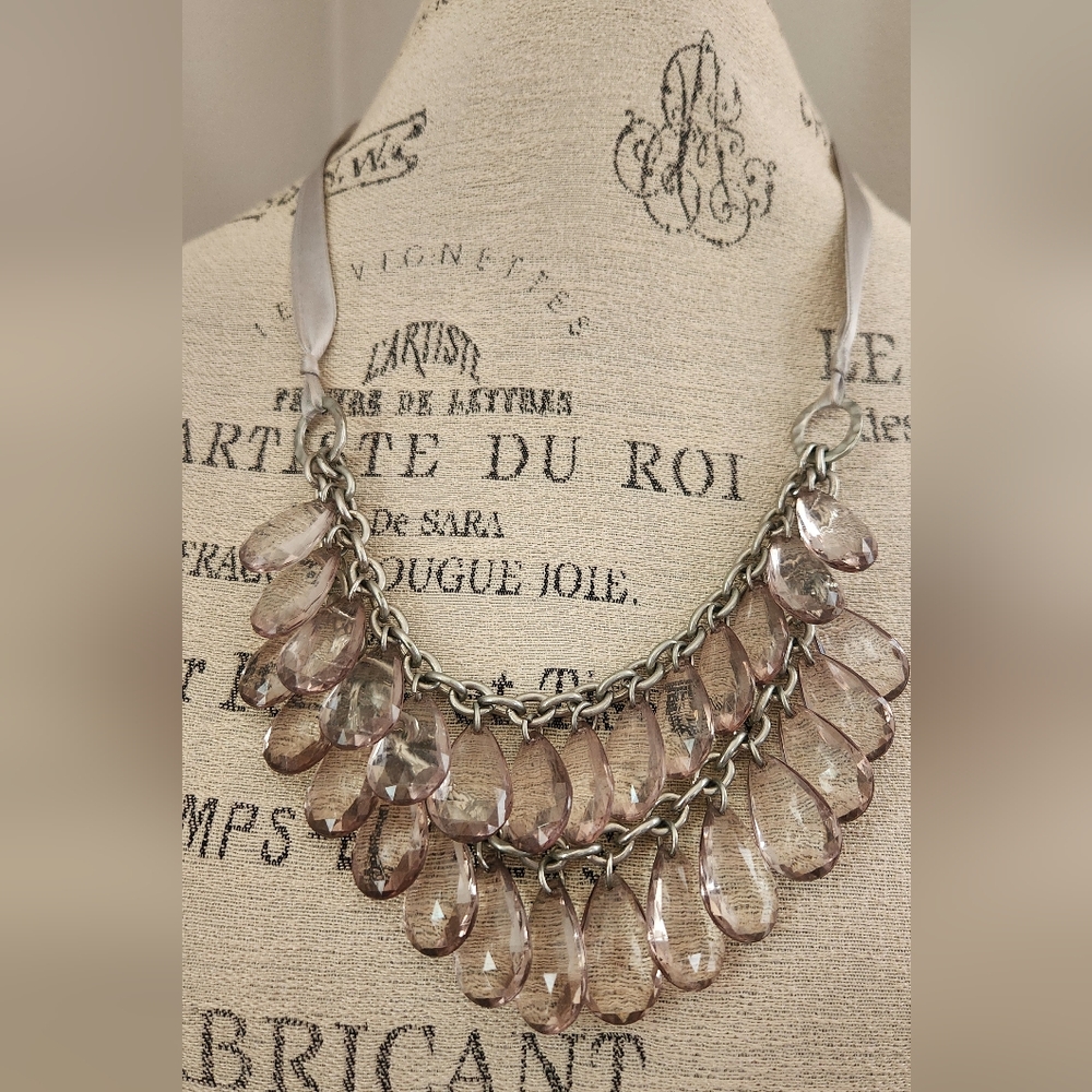 LOFT multi strand statement necklace with light purple dangling beads